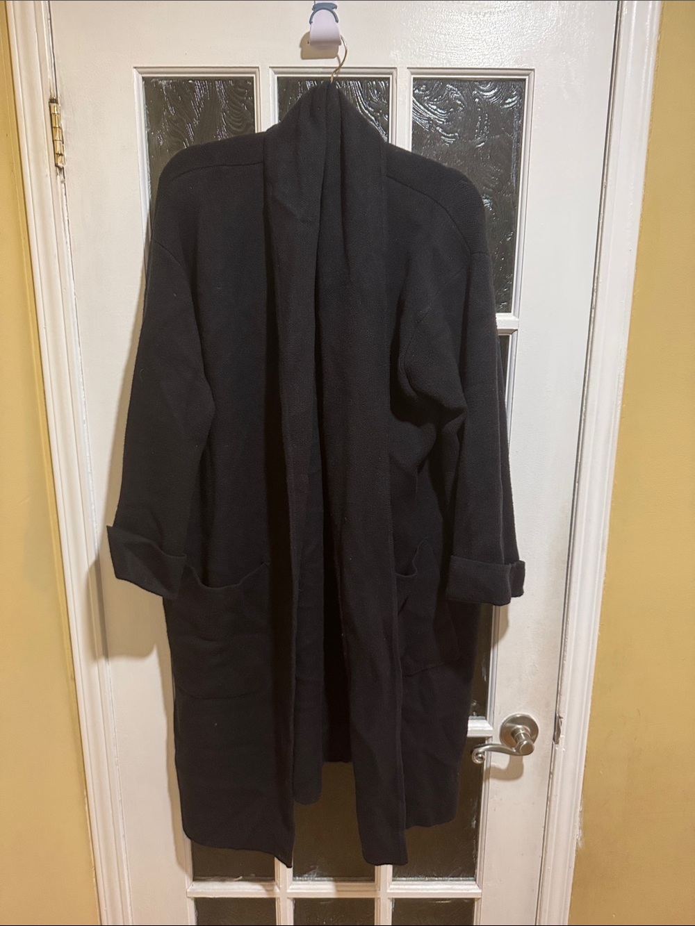 Denver Hayes Black Open-Front Long Cardigan Sweater